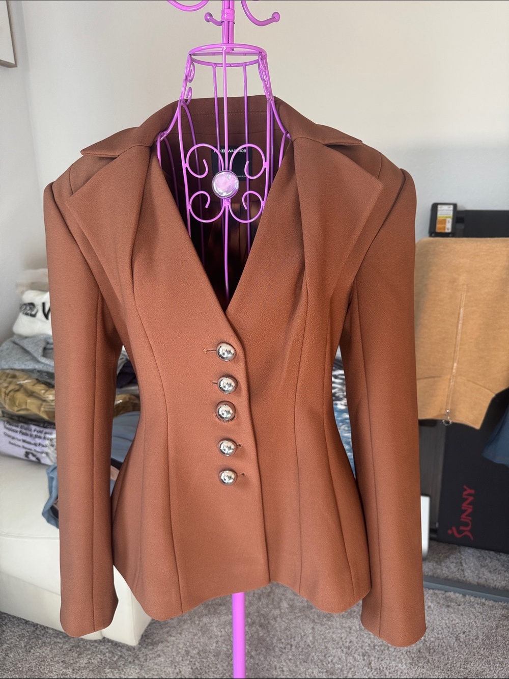Naked wardrobe suiting sculpted dome blazer